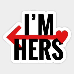 I'm Hers LEFT Arrow White Couple Matching Sticker